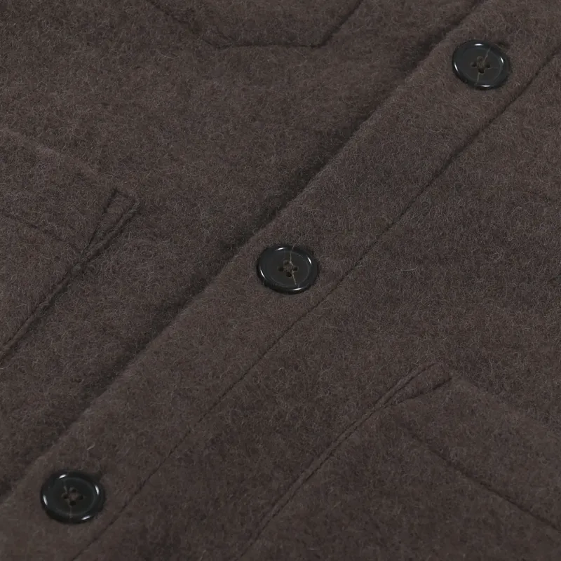 Universal Works Cardigan Brown Wool Fleece-6