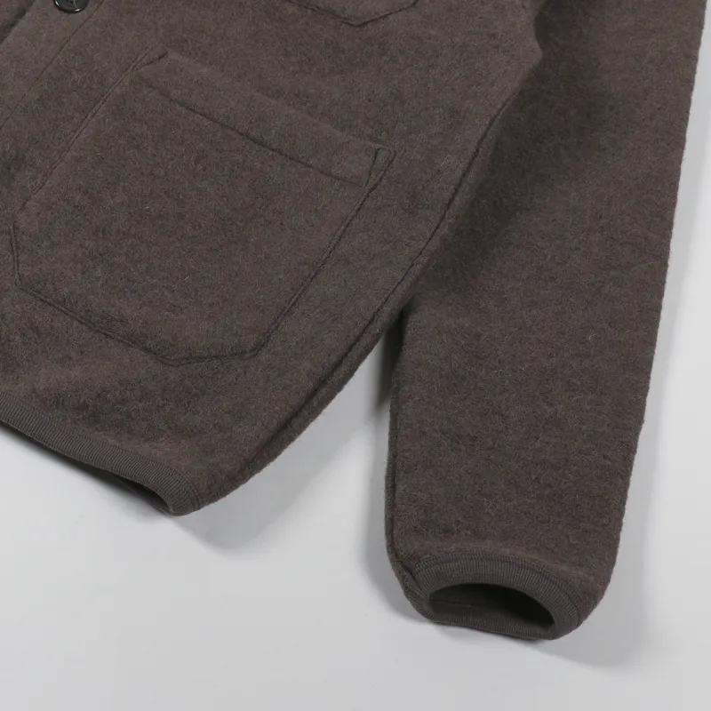 Universal Works Cardigan Brown Wool Fleece-7