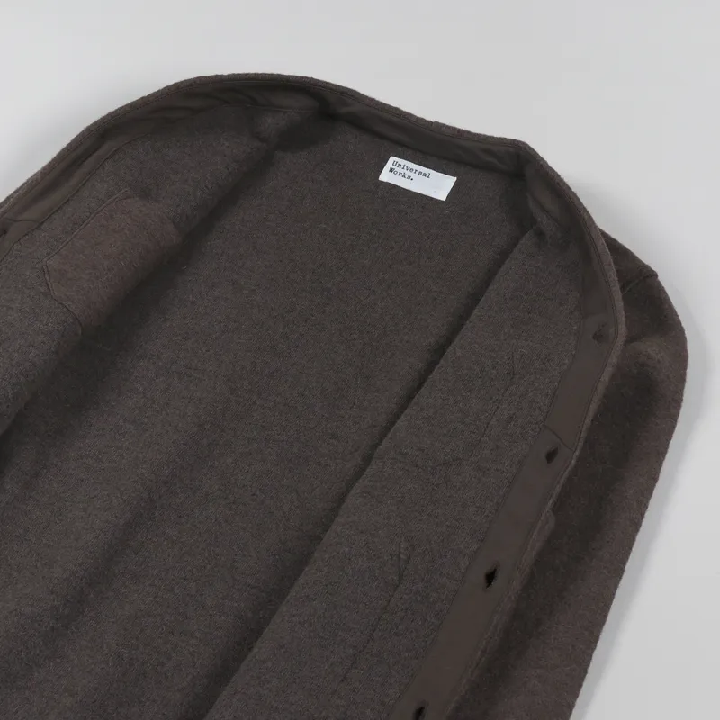 Universal Works Cardigan Brown Wool Fleece-4