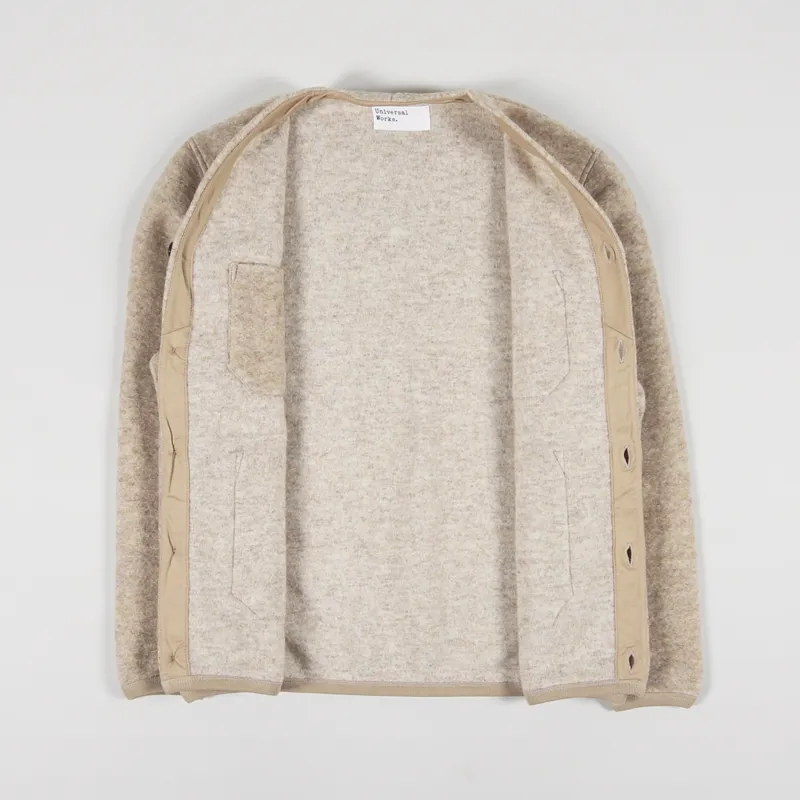 Universal Works Cardigan Stone Wool Fleece-1