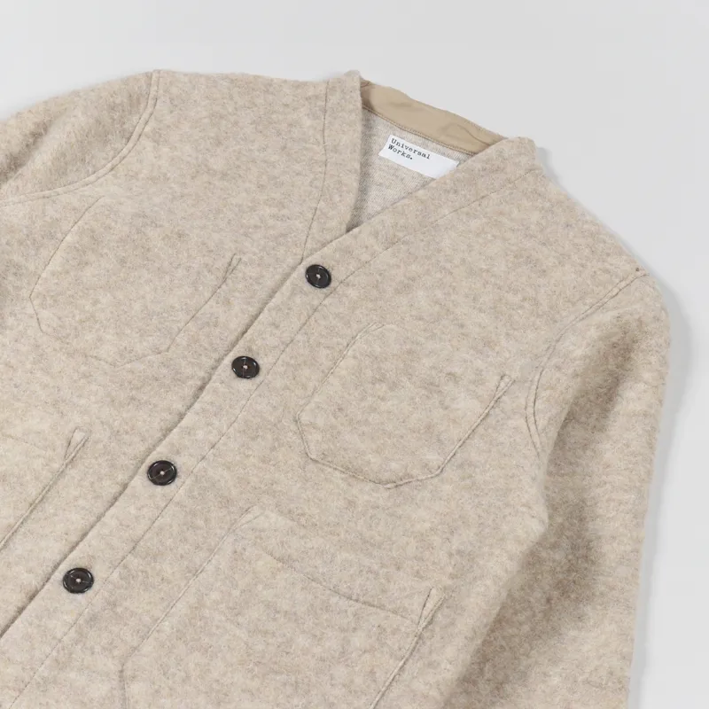 Universal Works Cardigan Stone Wool Fleece-3