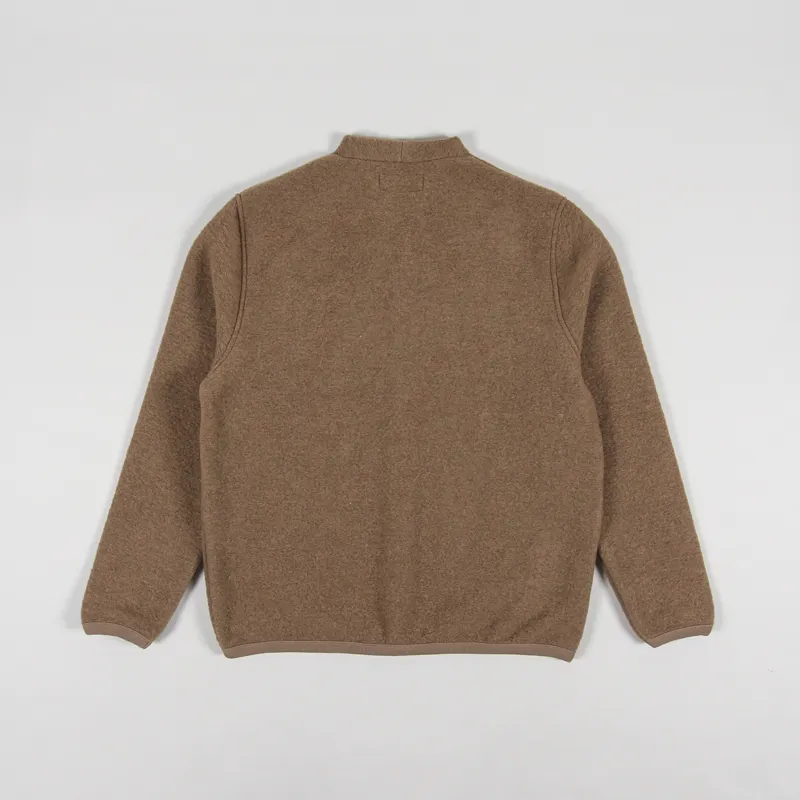 Universal Works Cardigan Taupe Wool Fleece-2