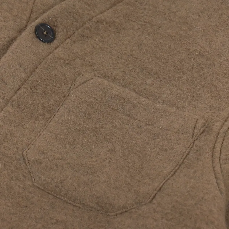 Universal Works Cardigan Taupe Wool Fleece-8