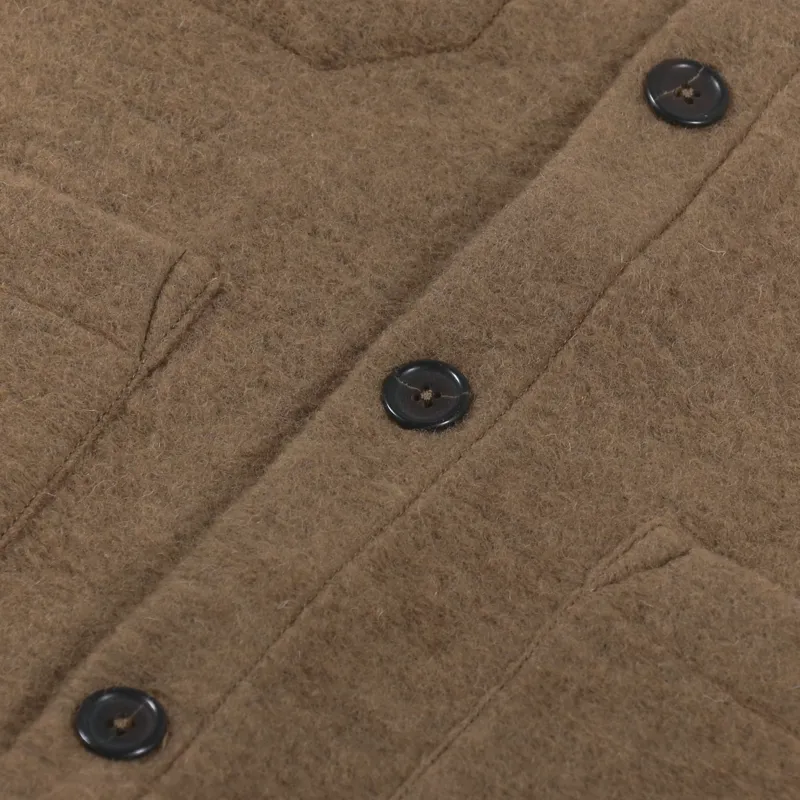 Universal Works Cardigan Taupe Wool Fleece-7
