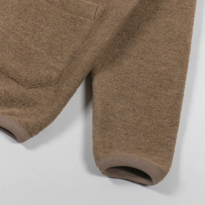 Universal Works Cardigan Taupe Wool Fleece-6