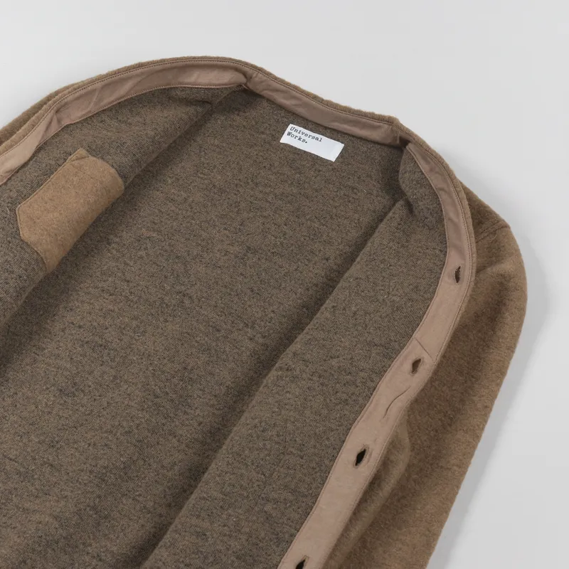 Universal Works Cardigan Taupe Wool Fleece-4