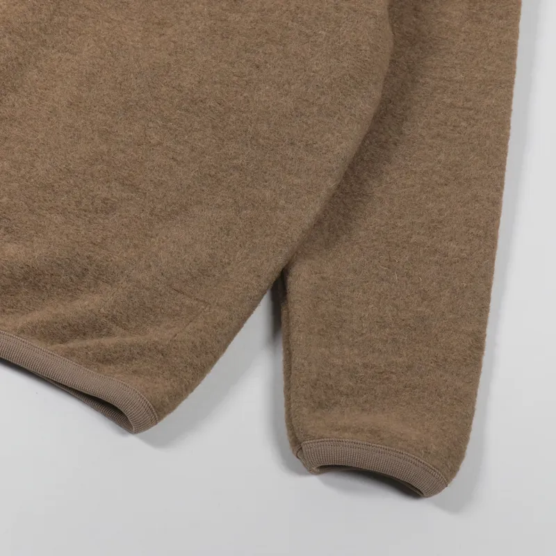 Universal Works Cardigan Taupe Wool Fleece-9