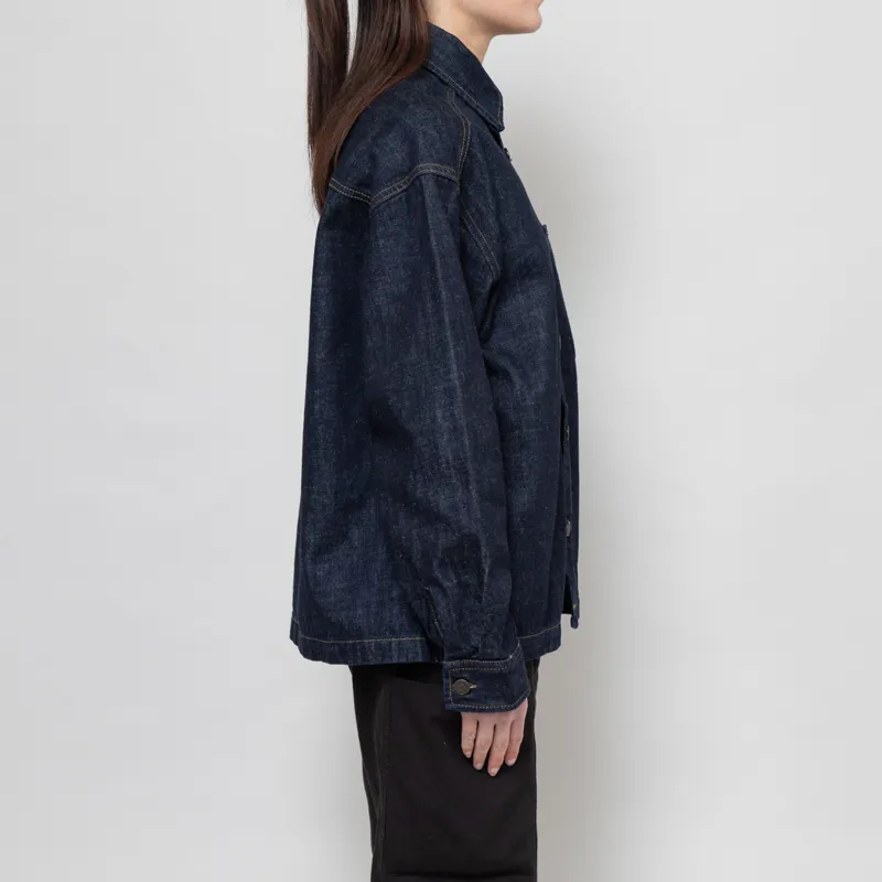 Carhartt WIP Womens Lovilia Shirt Jac Blue Rinsed-3