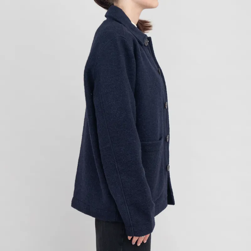 Universal Works Womens Field Jacket Navy Wool Fleece-3