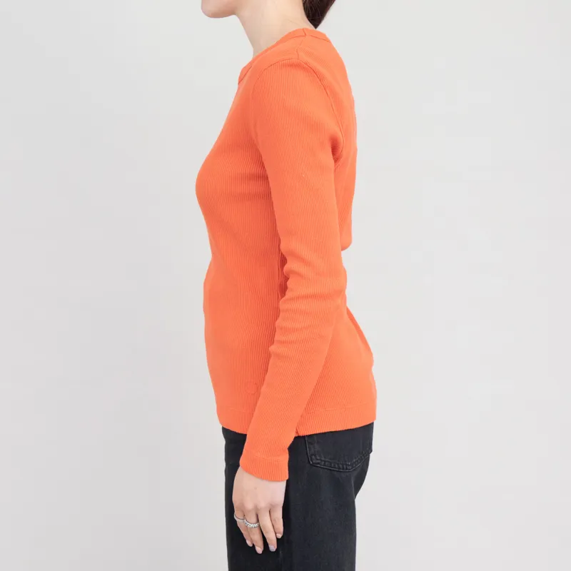 Folk Womens Long Sleeve Fitted T Shirt Vermillion-1