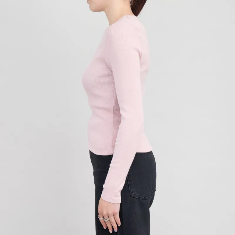 Colorful Standard Womens Organic Rib Long Sleeve T Shirt Faded Pink-1