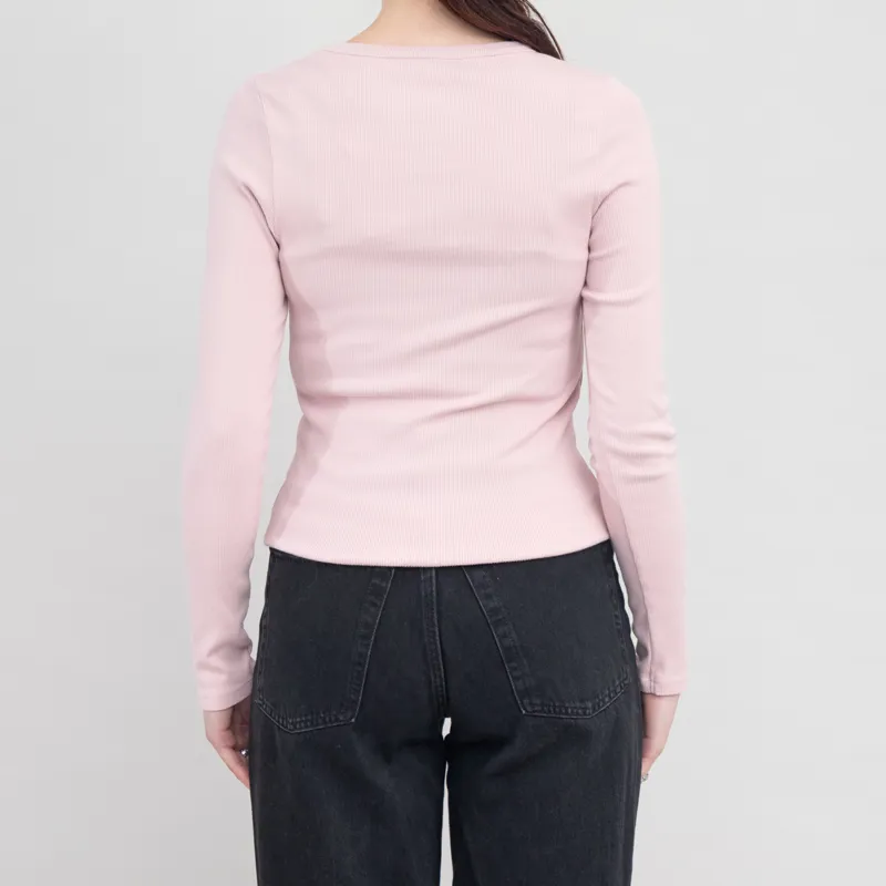 Colorful Standard Womens Organic Rib Long Sleeve T Shirt Faded Pink-2