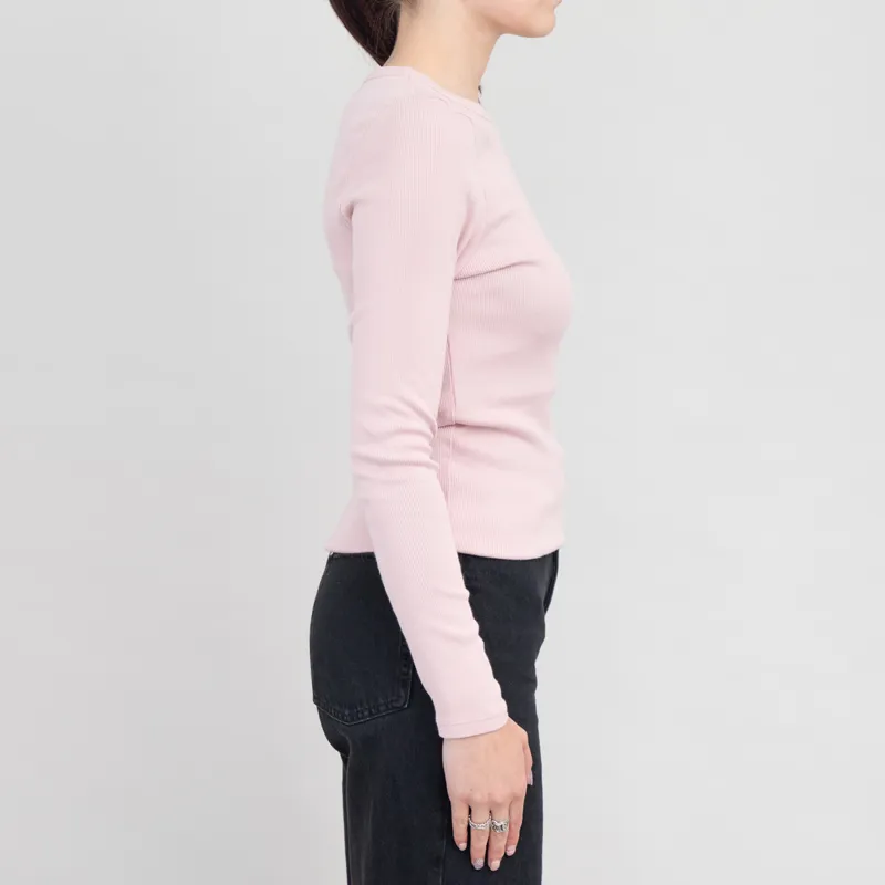 Colorful Standard Womens Organic Rib Long Sleeve T Shirt Faded Pink-3