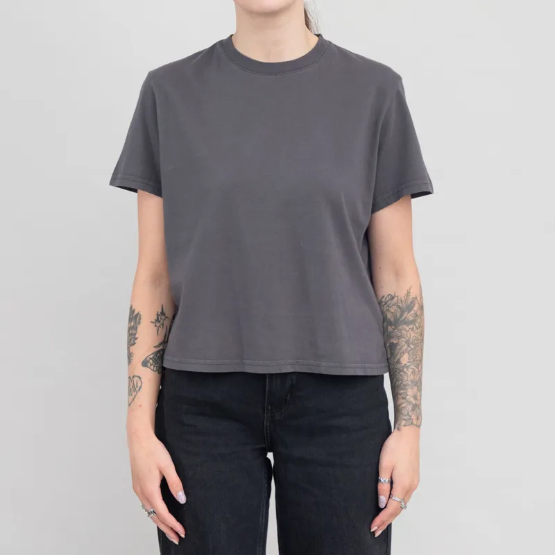 Colorful Standard Womens Organic Boxy Crop T Shirt Lava Grey