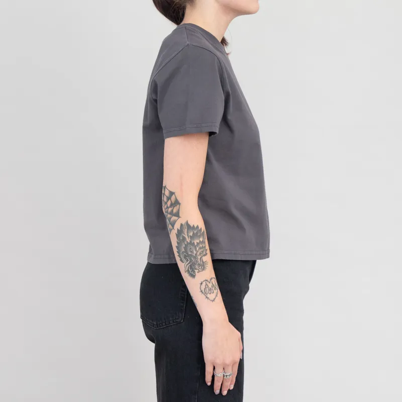 Colorful Standard Womens Organic Boxy Crop T Shirt Lava Grey-3