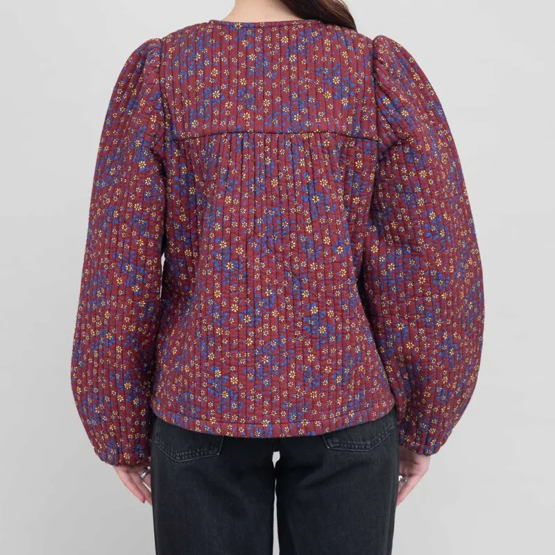 Stella Nova Womens Quilted Flower Printed Jacket Flower Mix-2