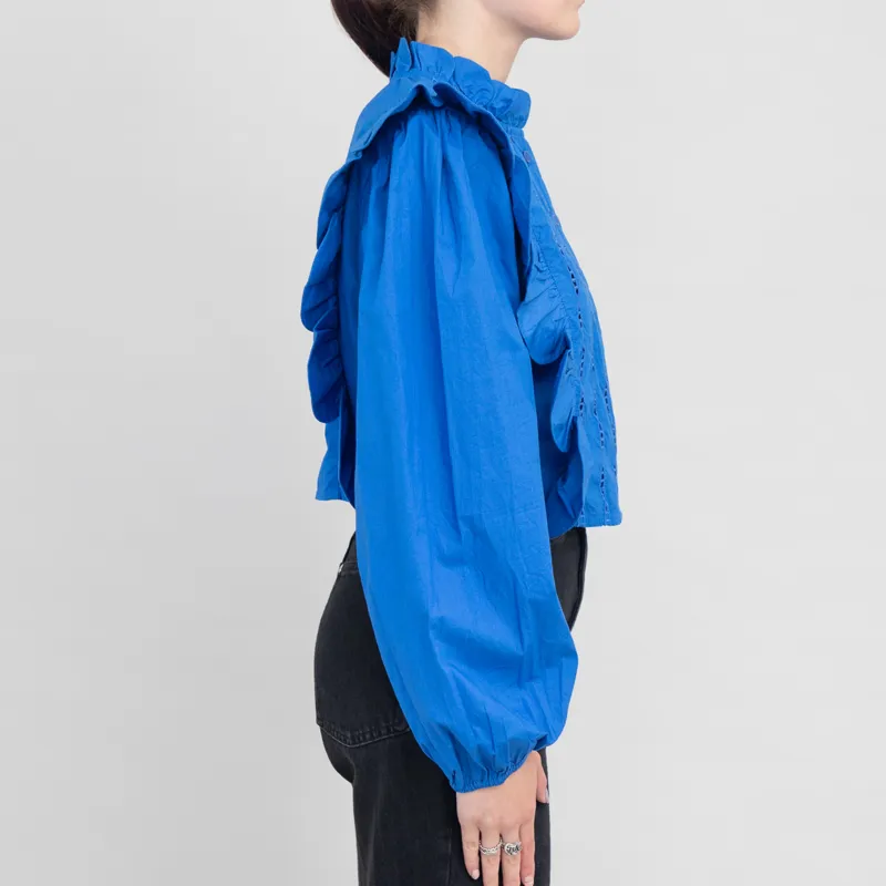 Stella Nova Womens Scallops Blouse Clear Blue-3