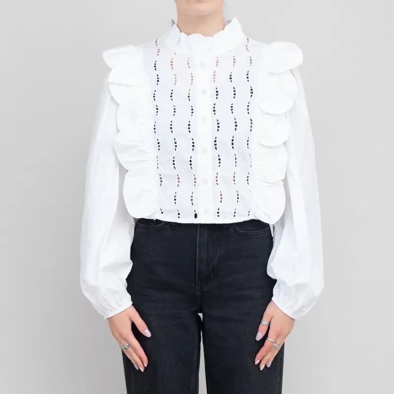 Stella Nova Womens Scallops Blouse White