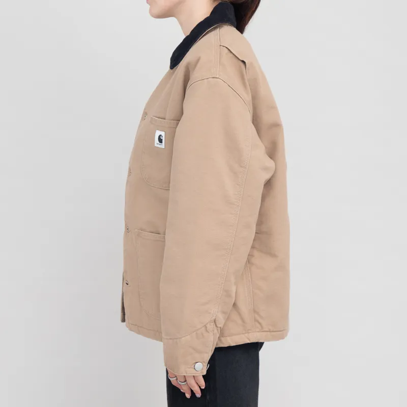 Carhartt WIP Womens OG Michigan Coat Jacket Peanut Black Rinsed