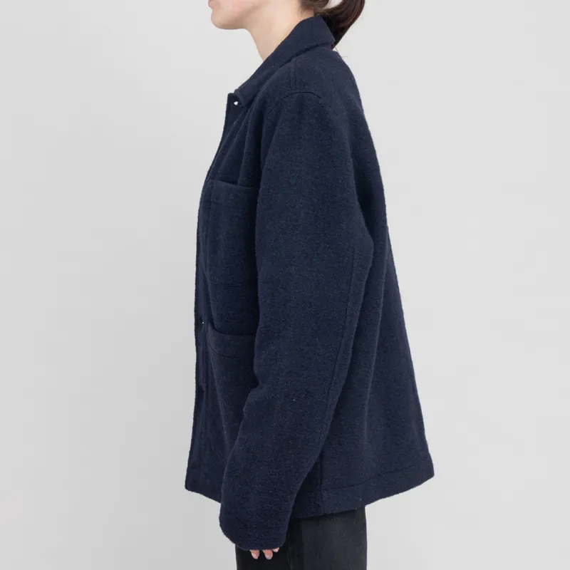 Universal Works Womens Field Jacket Navy Wool Fleece-1