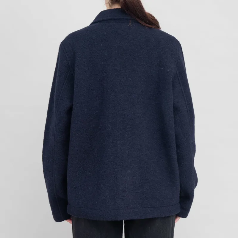 Universal Works Womens Field Jacket Navy Wool Fleece-2