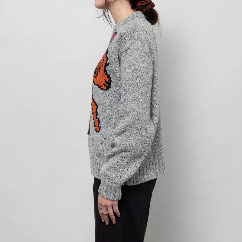 Howlin' Womens Acid Deer With Flowers Knit Jumper Grey-1