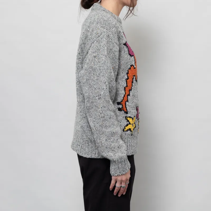 Howlin' Womens Acid Deer With Flowers Knit Jumper Grey-3