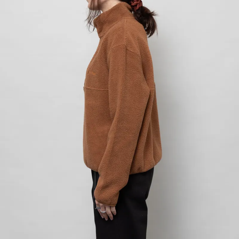 Rhythm Womens Tulua Quarter Zip Reverse Fleece Brown-1