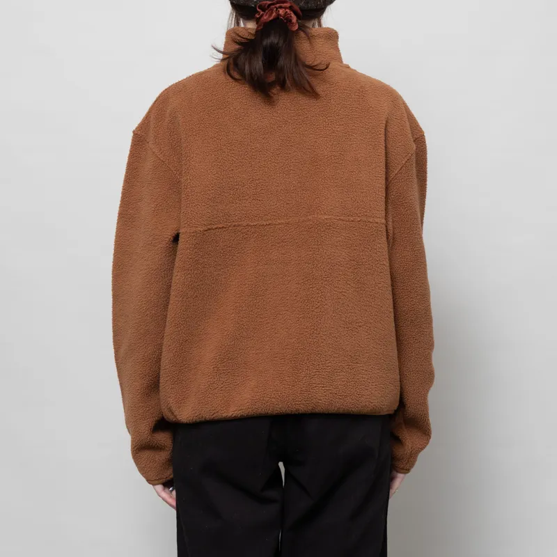 Rhythm Womens Tulua Quarter Zip Reverse Fleece Brown-2