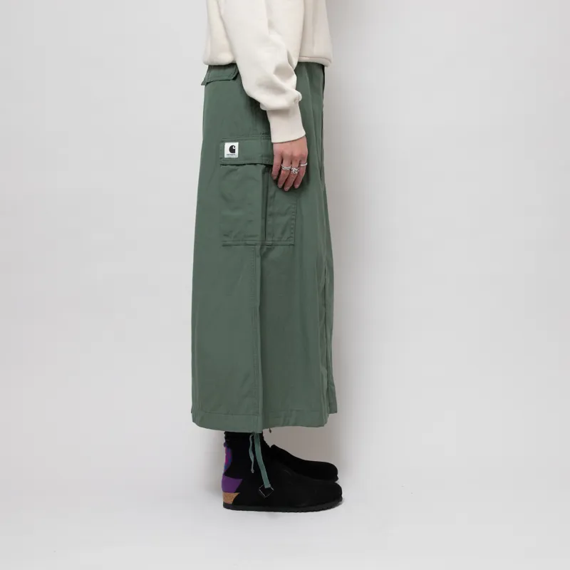 Carhartt WIP Womens Cargo Skirt Long Duck Green Rinsed-3