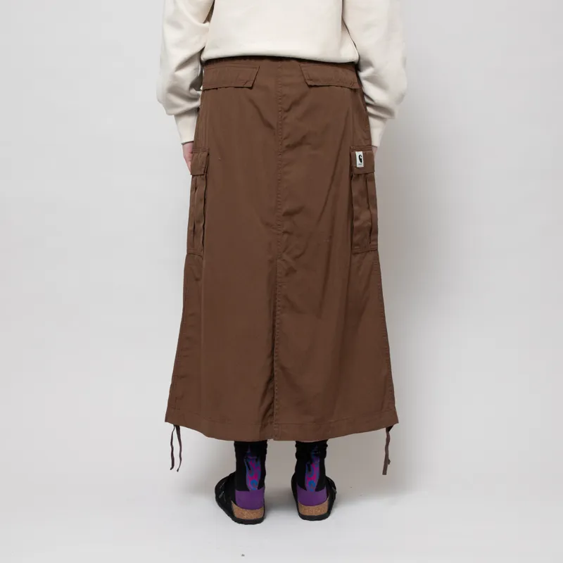 Carhartt WIP Womens Cargo Skirt Long Chocolate Rinsed-2