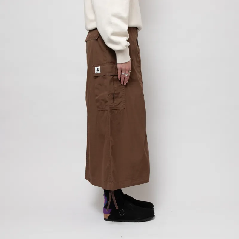 Carhartt WIP Womens Cargo Skirt Long Chocolate Rinsed-3