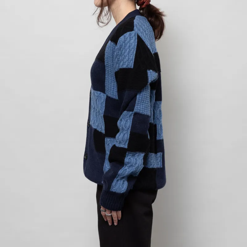 Anerkjendt Womens Akskjold Patchwork Cardigan Sky Captain-1