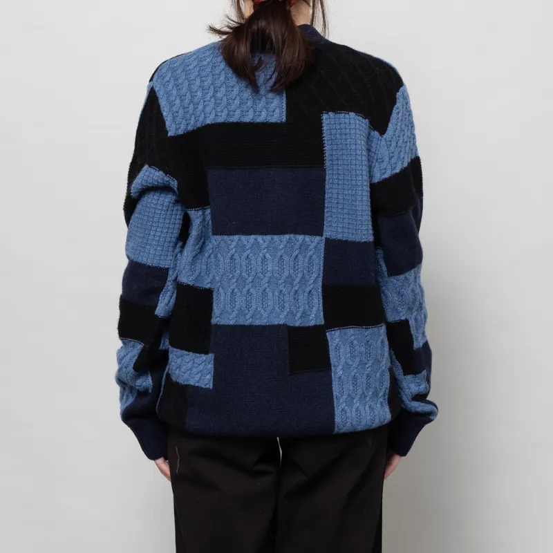 Anerkjendt Womens Akskjold Patchwork Cardigan Sky Captain-2