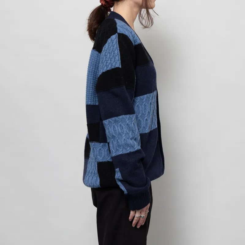 Anerkjendt Womens Akskjold Patchwork Cardigan Sky Captain-3