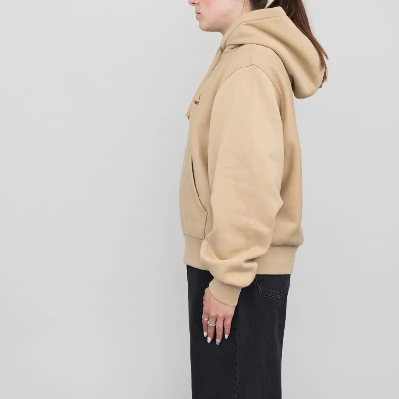 Carhartt WIP Womens Hooded American Script Sweat Sable-1