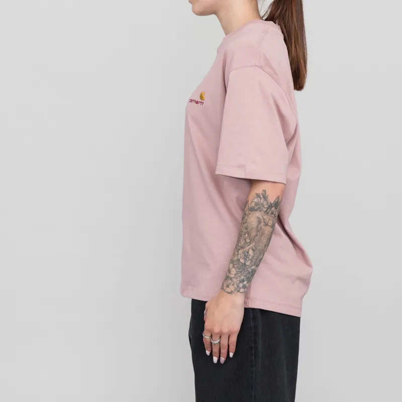 Carhartt WIP Womens American Script T Shirt Glassy Pink-1