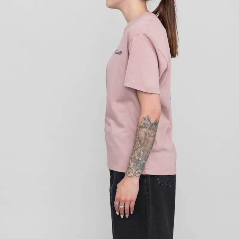 Carhartt WIP Womens Stitch T Shirt Glassy Pink-1