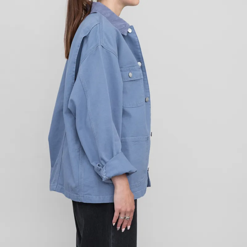 Carhartt WIP Womens OG Michigan Coat Bay Blue Aged Canvas-3