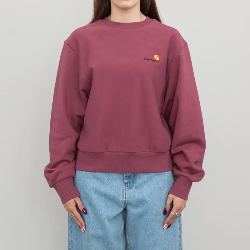 Carhartt WIP Womens American Script Logo Sweatshirt Dusty Fuchsia