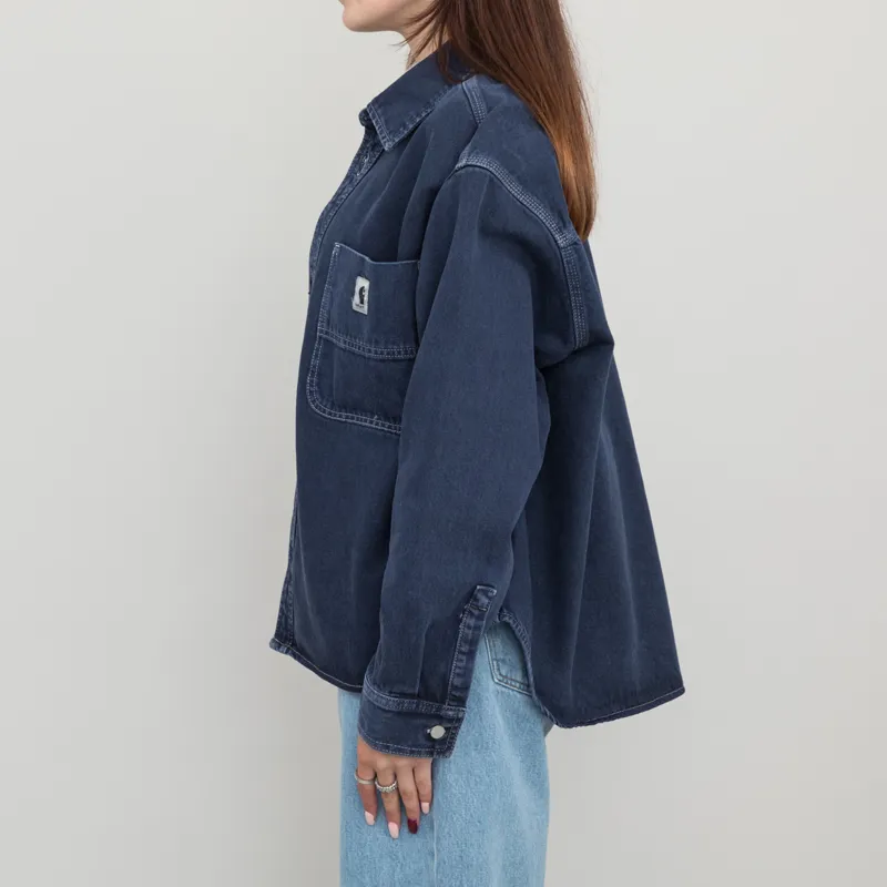 Carhartt WIP Womens Georgia Shirt Jac Air Force Blue Stone Dyed-1