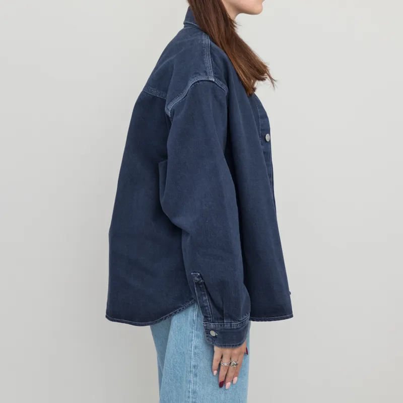 Carhartt WIP Womens Georgia Shirt Jac Air Force Blue Stone Dyed-3