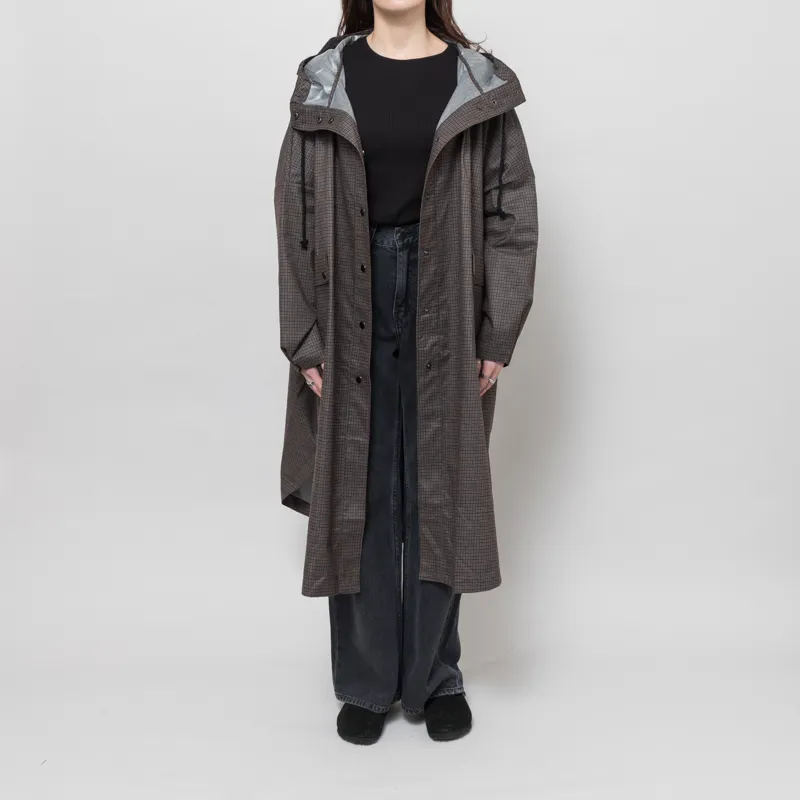 Leon And Harper Womens Vannah Check Poncho Brown-1