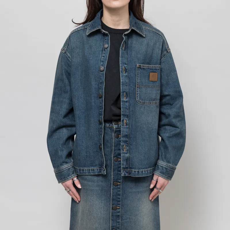Carhartt WIP Womens Lovilia Shirt Jac Blue Worn Used Wash