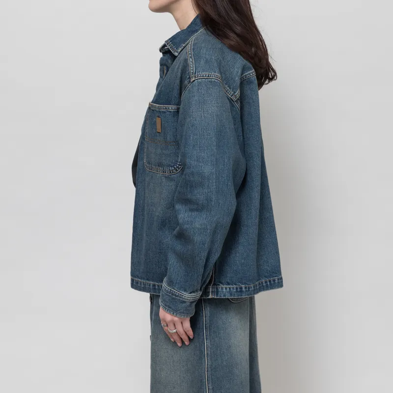 Carhartt WIP Womens Lovilia Shirt Jac Blue Worn Used Wash-1