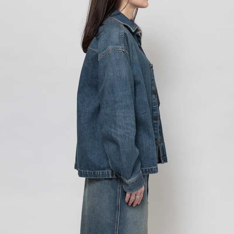 Carhartt WIP Womens Lovilia Shirt Jac Blue Worn Used Wash-3