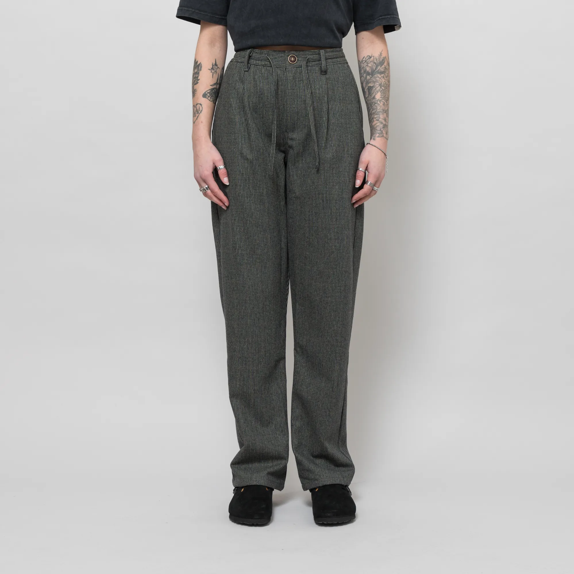 Akjan Anerkjendt Womens Akjan Wool Pants Checkered Forest Night