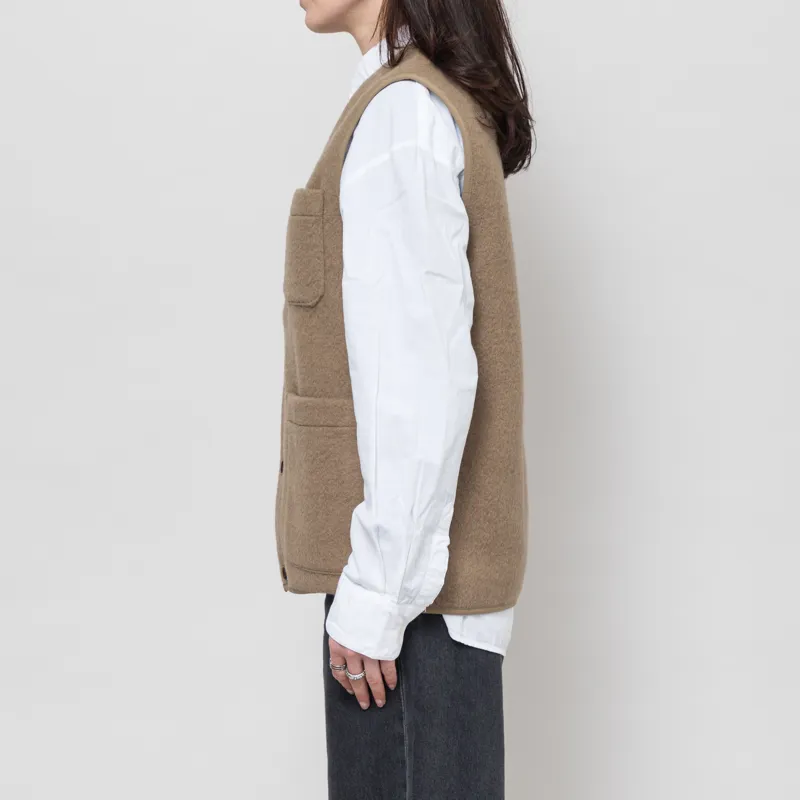 Anerkjendt Womens Akrasmus Boiled Wool Gilet Incense-1