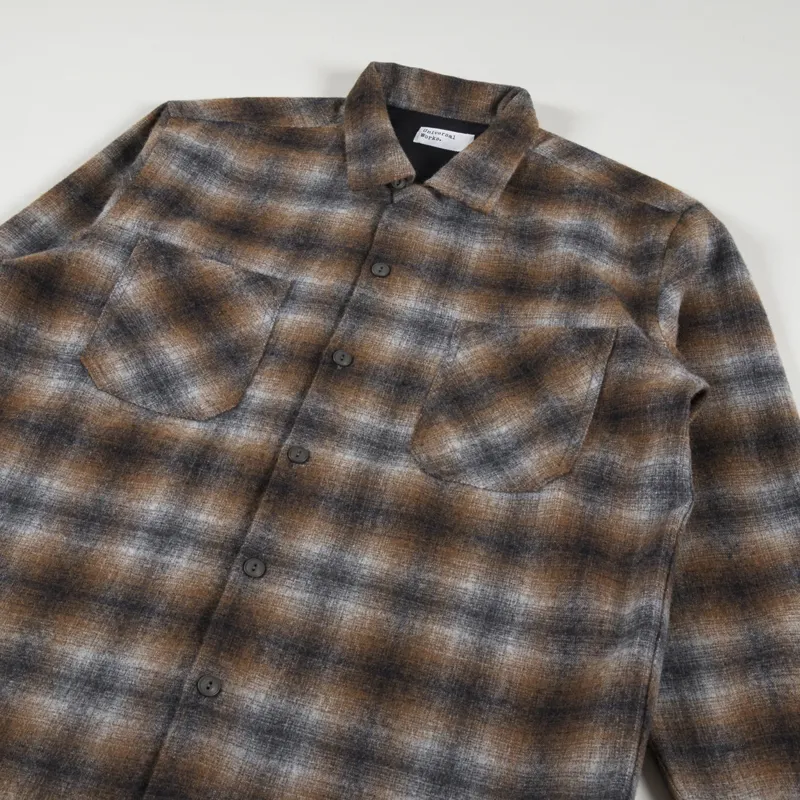 Universal Works Brushed Stripe Work Shirt Brown Check-2