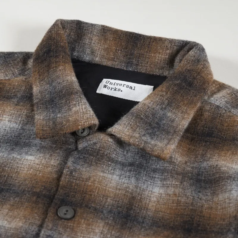 Universal Works Brushed Stripe Work Shirt Brown Check-8